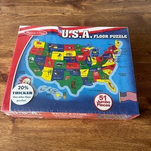 Melissa & Doug USA Map Floor Puzzle 51 Jumbo Pieces New